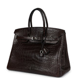 Pre-owned Hermes Birkin 35 Ebene Matte Alligator Palladium Hardware