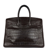 Pre-owned Hermes Birkin 35 Ebene Matte Alligator Palladium Hardware