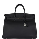 Pre-owned Hermes Birkin 40 Black Togo Palladium Hardware