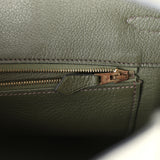 Vintage Hermes Birkin 35 Vert Olive Clemence Gold Hardware