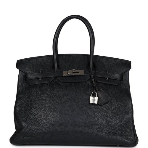 Vintage Hermes Birkin 35 Black Clemence Palladium Hardware