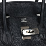 Vintage Hermes Birkin 35 Black Clemence Palladium Hardware