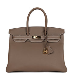 Pre-owned Hermes Birkin 35 Etoupe Togo Gold Hardware