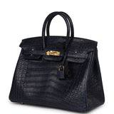 Hermes Birkin 25 Bleu Indigo Matte Alligator Gold Hardware