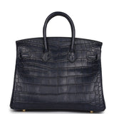 Hermes Birkin 25 Bleu Indigo Matte Alligator Gold Hardware