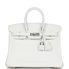 Hermes Birkin 25 New White Swift Palladium Hardware