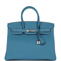 Hermes Birkin 35 Blue Jean Togo Palladium Hardware