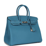 Hermes Birkin 35 Blue Jean Togo Palladium Hardware