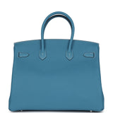 Hermes Birkin 35 Blue Jean Togo Palladium Hardware