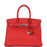 Hermes Birkin 30 Rouge Tomate Clemence Palladium Hardware