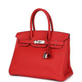 Hermes Birkin 30 Rouge Tomate Clemence Palladium Hardware