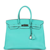 Pre-owned Hermes Birkin 35 Lagon Togo Palladium Hardware