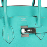 Pre-owned Hermes Birkin 35 Lagon Togo Palladium Hardware