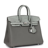 Hermes Birkin 25 Gris Meyer Togo and Gris Ciment Matte Alligator Touch Palladium Hardware