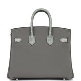 Hermes Birkin 25 Gris Meyer Togo and Gris Ciment Matte Alligator Touch Palladium Hardware