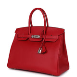 Hermes Birkin 35 Rouge Casaque Epsom Palladium Hardware