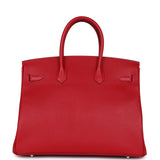 Hermes Birkin 35 Rouge Casaque Epsom Palladium Hardware