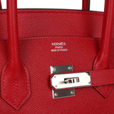 Hermes Birkin 35 Rouge Casaque Epsom Palladium Hardware