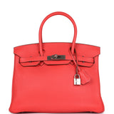 Pre-owned Hermes Birkin 30 Rose Jaipur Clemence Palladium Hardware