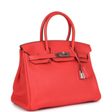 Pre-owned Hermes Birkin 30 Rose Jaipur Clemence Palladium Hardware