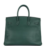 Vintage Hermes Birkin 35 Vert Anglais Ardennes Gold Hardware