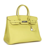 Pre-owned Hermes Birkin 35 Soufre Epsom Palladium Hardware