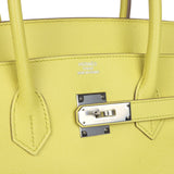 Pre-owned Hermes Birkin 35 Soufre Epsom Palladium Hardware