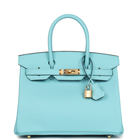 Hermes Birkin 30 Bleu Atoll Epsom Gold Hardware