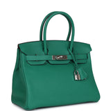 Pre-owned Hermes Birkin 30 Vert Vertigo Verso Clemence Palladium Hardware