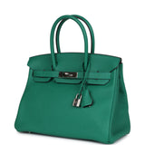 Pre-owned Hermes Birkin 30 Vert Vertigo Verso Clemence Palladium Hardware