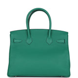 Pre-owned Hermes Birkin 30 Vert Vertigo Verso Clemence Palladium Hardware