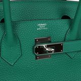 Pre-owned Hermes Birkin 30 Vert Vertigo Verso Clemence Palladium Hardware