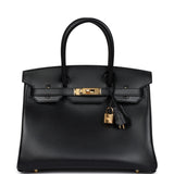 Hermes Birkin 30 Black Tadelakt Gold Hardware