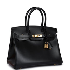 Hermes Birkin 30 Black Tadelakt Gold Hardware