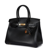 Hermes Birkin 30 Black Tadelakt Gold Hardware