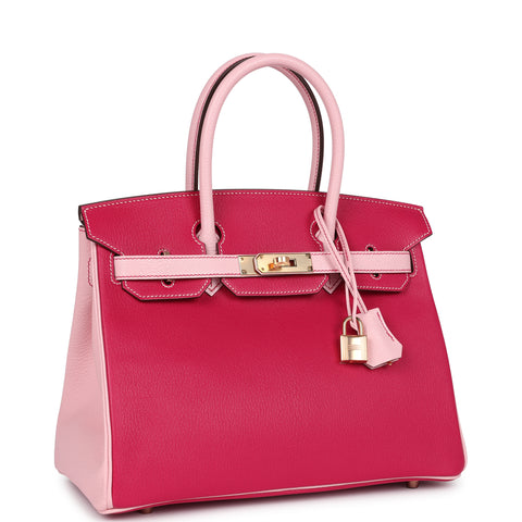 Hermes Special Order (HSS) Birkin 30 Rose Mexico and Rose Sakura Chevre Rose Gold Hardware