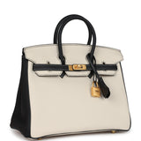 Hermes Special Order (HSS) Birkin 25 Craie and Black Togo Brushed Gold Hardware