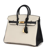 Hermes Special Order (HSS) Birkin 25 Craie and Black Togo Brushed Gold Hardware