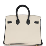 Hermes Special Order (HSS) Birkin 25 Craie and Black Togo Brushed Gold Hardware