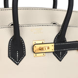 Hermes Special Order (HSS) Birkin 25 Craie and Black Togo Brushed Gold Hardware