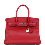 Pre-owned Hermes Special Order (HSS) Birkin 30 Rouge Casaque Verso Chevre Brushed Palladium Hardware