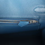 Pre-owned Hermes Birkin 30 Bleu Thalassa Clemence Palladium Hardware