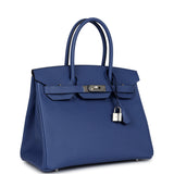 Pre-owned Hermes Birkin 30 Bleu Brighton Epsom Palladium Hardware