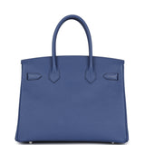 Pre-owned Hermes Birkin 30 Bleu Brighton Epsom Palladium Hardware