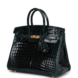 Hermes Birkin 25 Vert Cypress Shiny Niloticus Crocodile Gold Hardware