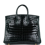 Hermes Birkin 25 Vert Cypress Shiny Niloticus Crocodile Gold Hardware