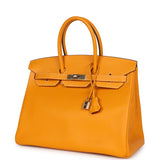 Pre-owned Hermes Birkin 35 Jaune D'or Candy Epsom Permabrass Hardware