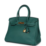 Pre-owned Hermes Birkin 30 Malachite Clemence Gold Hardware