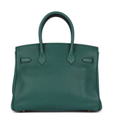 Pre-owned Hermes Birkin 30 Malachite Clemence Gold Hardware