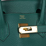 Pre-owned Hermes Birkin 30 Malachite Clemence Gold Hardware